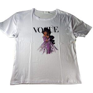 Jasmine Princess Knit Blouse Aladdin Short Sleeve Tee Shirt Graphic Top